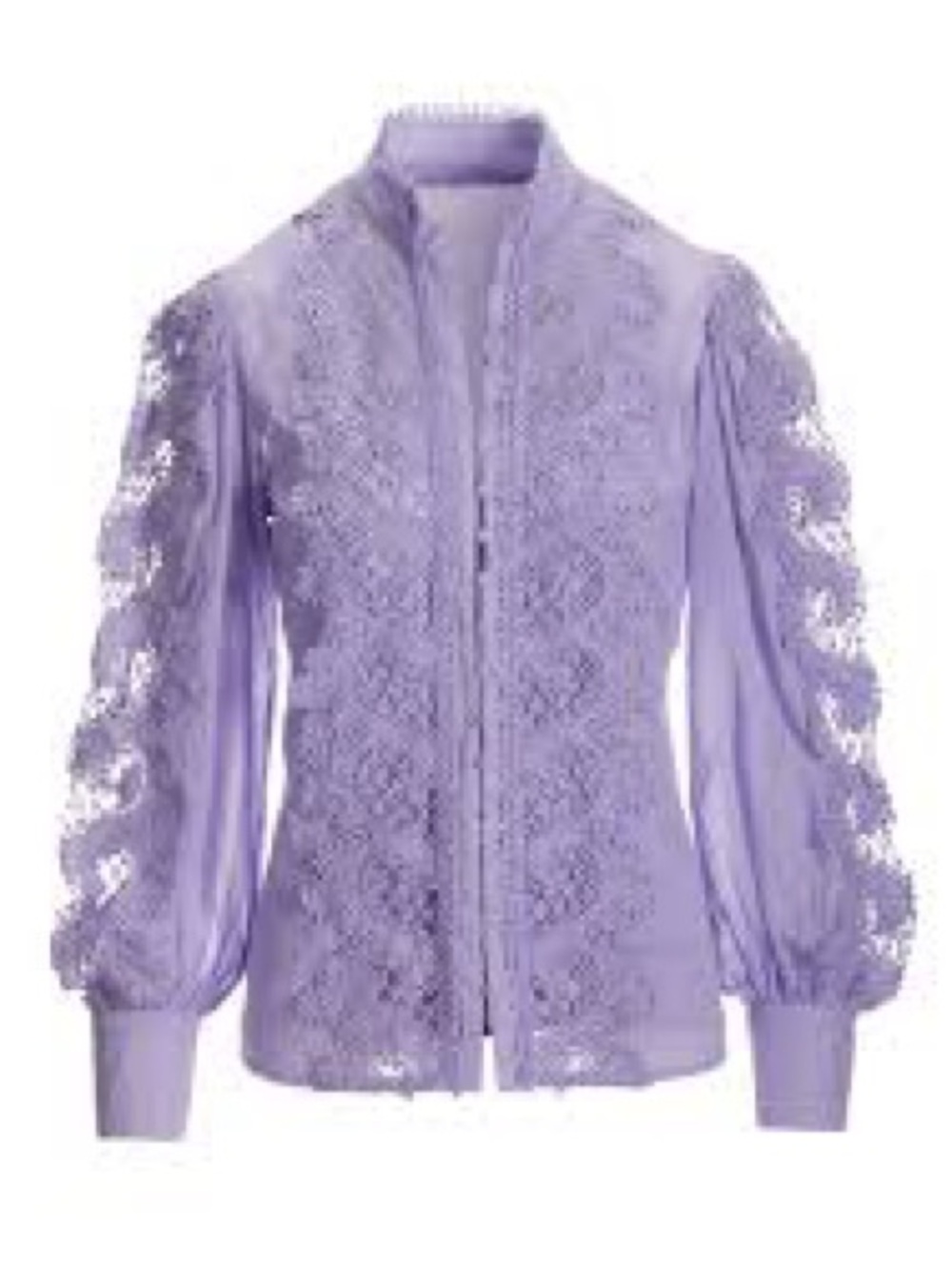Boston Proper Lavender Lace Front Puff Sleeve Blouse